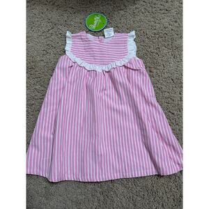 Pink and White Striped Girls Dress: Classic Whimsy 2t